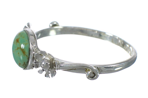 Turquoise And Silver Southwestern Flower Ring Size 6-1/4 YX90818